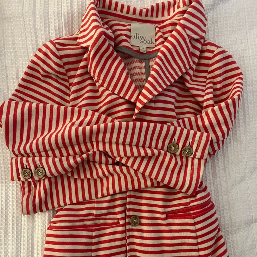 Coral white striped blazer